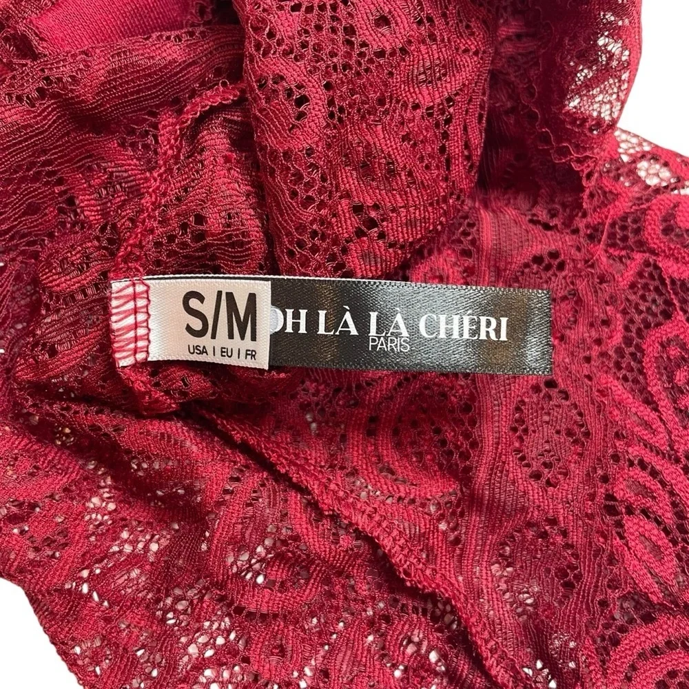 Oh La La Cheri Rhubarb Soft Lace Collared Teddy Keyhole Small/Medium New NWT - Picture 8 of 10